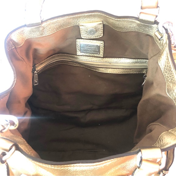 LAUREN RALPH LAUREN Gold Leather Satchel Tote with Shoulder Strap - Picture 9 of 14